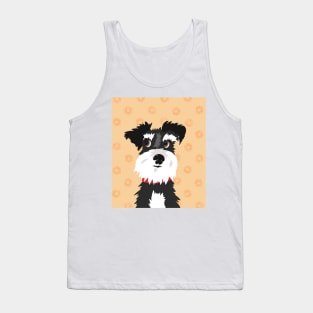 Black and White Miniature Schnauzer Dog with Orange Daisies Tank Top